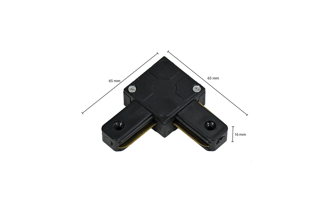 1-FASE RAIL L-VORM CONNECTOR - ZWART