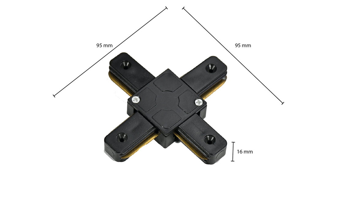 1-FASE RAIL X-VORM CONNECTOR - ZWART