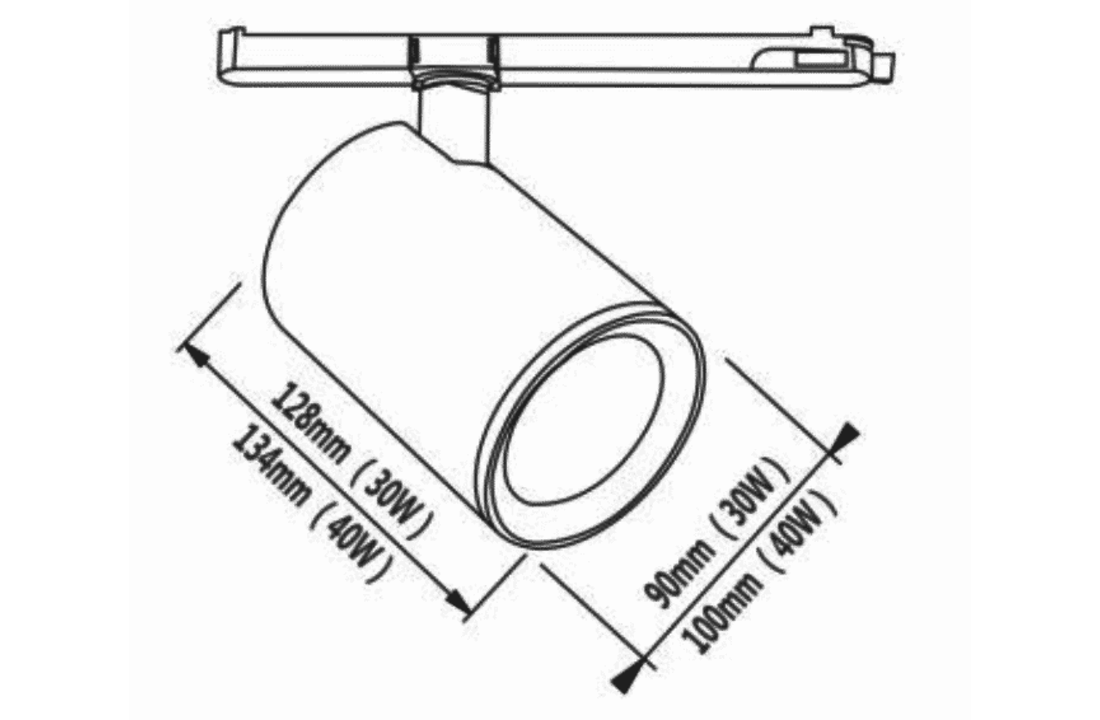 Led Railspot zwart - 40W - 38° - 3 fase - CRI>97 - Dimbaar