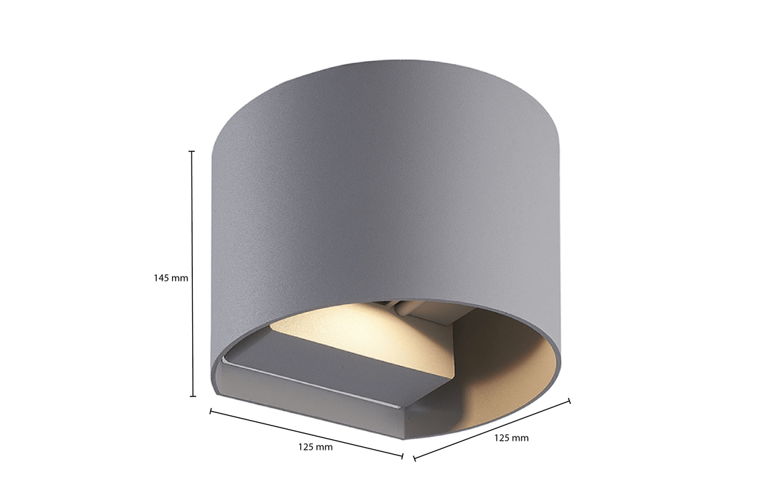 Dimbare LED WandlampThebe - Grijs - 6 Watt - 3000K - IP65