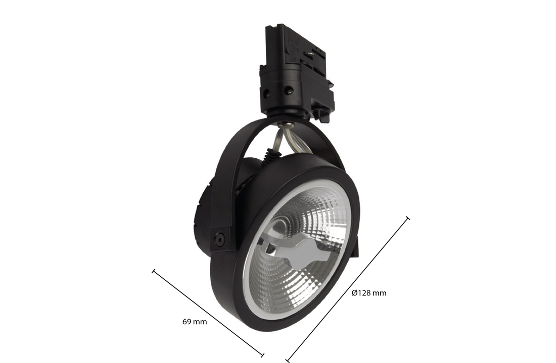 3-Fase Railspot zwart - 12W - 45° - CRI>92 - Dim to warm