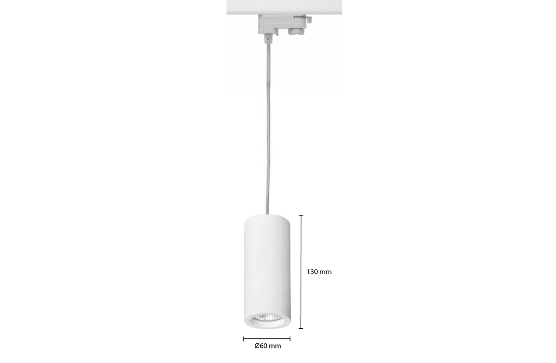 3-Fase Railarmatuur Inclusief GU10 Fitting | Wit | Hanglamp