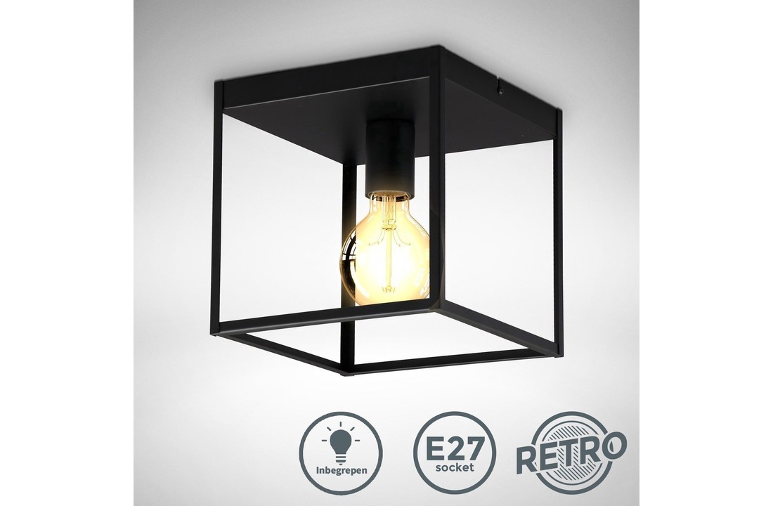 Plafondlamp zwart | Incl.Lichtbron | E27 fitting | 4W | 320lm | 2400k