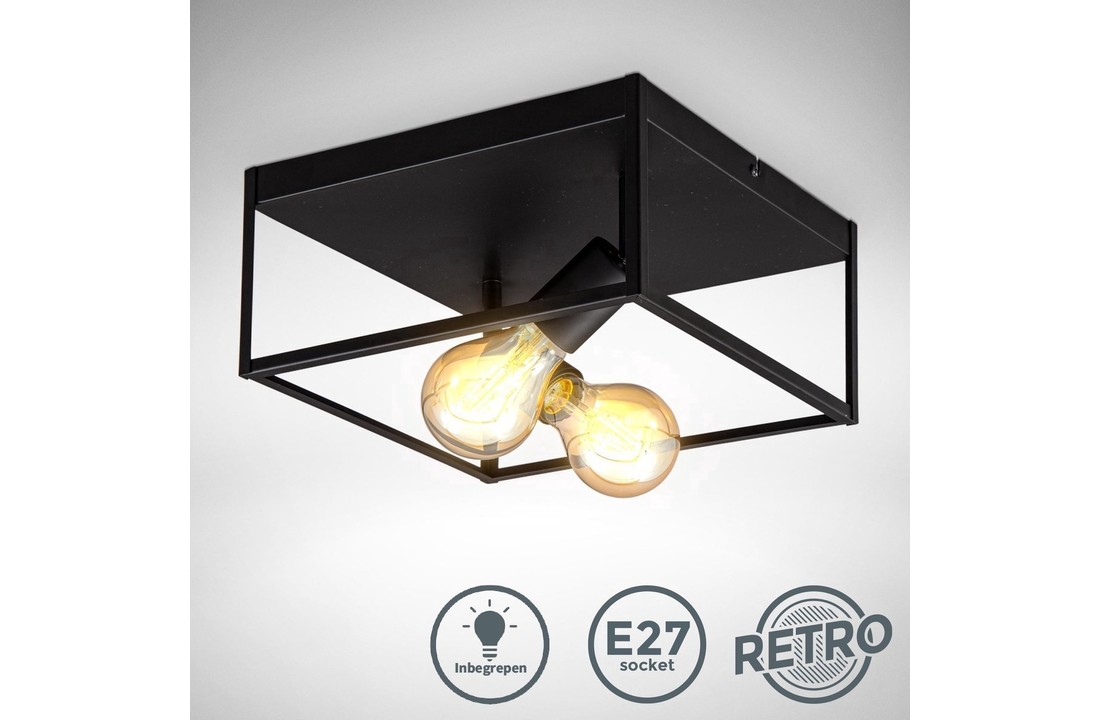 Plafondlamp zwart | Incl.Lichtbron | E27 fitting | 8W | 640lm | 2400k