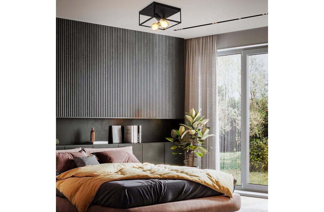 Plafondlamp zwart | Incl.Lichtbron | E27 fitting | 8W | 640lm | 2400k