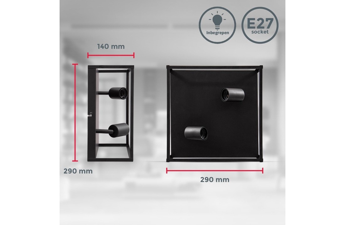 Plafondlamp zwart | Incl.Lichtbron | E27 fitting | 8W | 640lm | 2400k