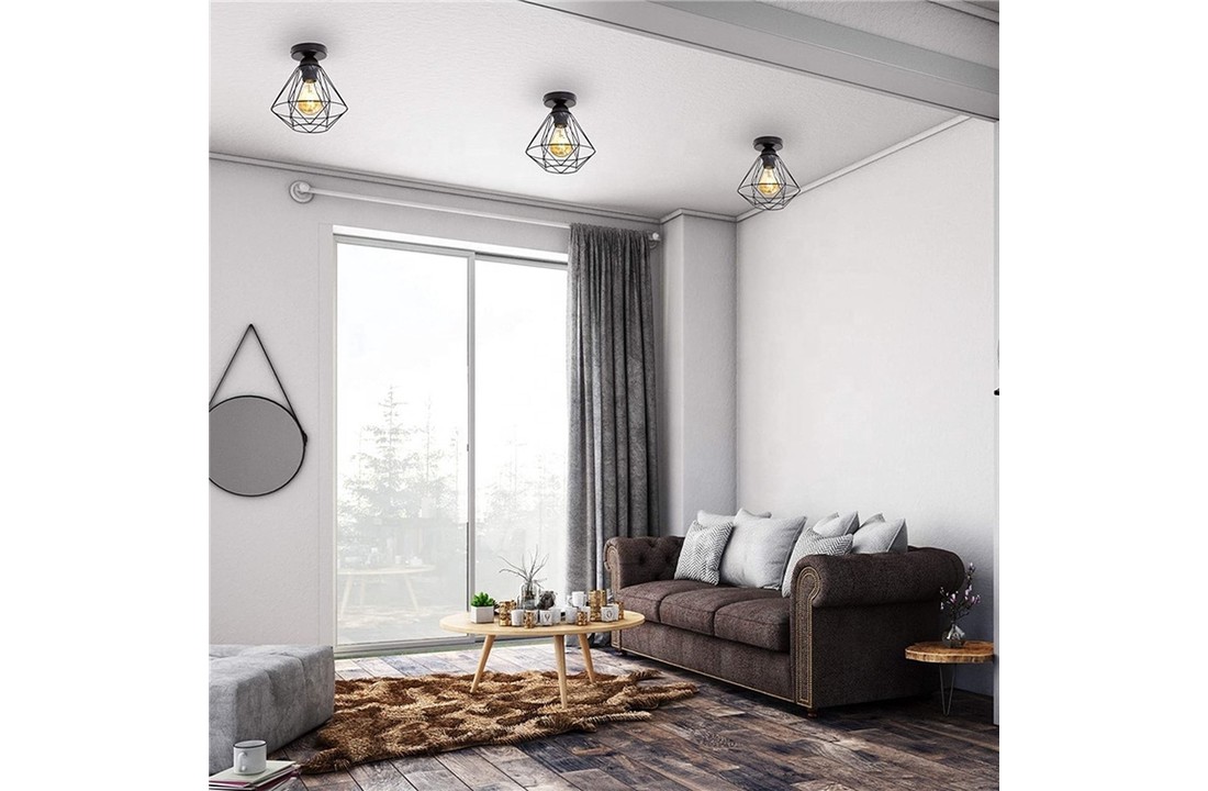 Plafondlamp zwart | Incl.Lichtbron | E27 fitting | 4W | Rond
