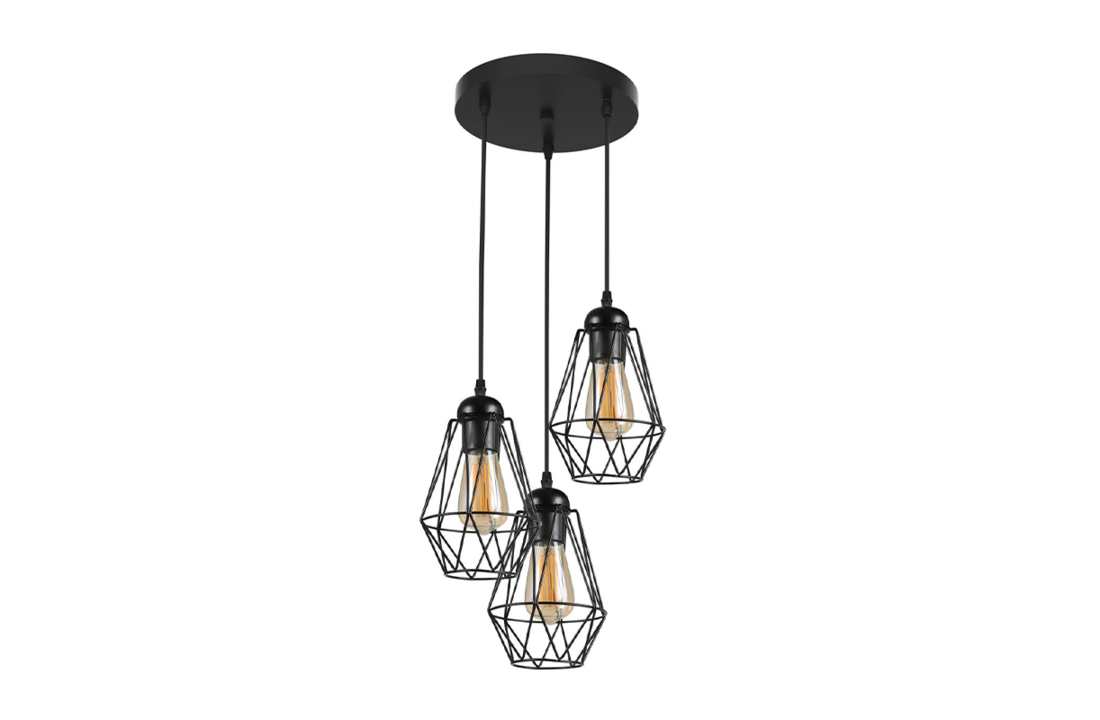 Plafondlamp zwart | Incl.Lichtbronnen | E27 fitting | 12W | Rond