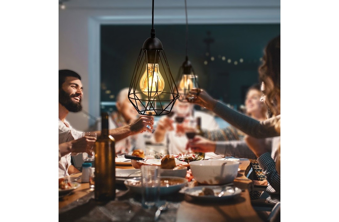 Plafondlamp zwart | Incl.Lichtbronnen | E27 fitting | 12W | Rond