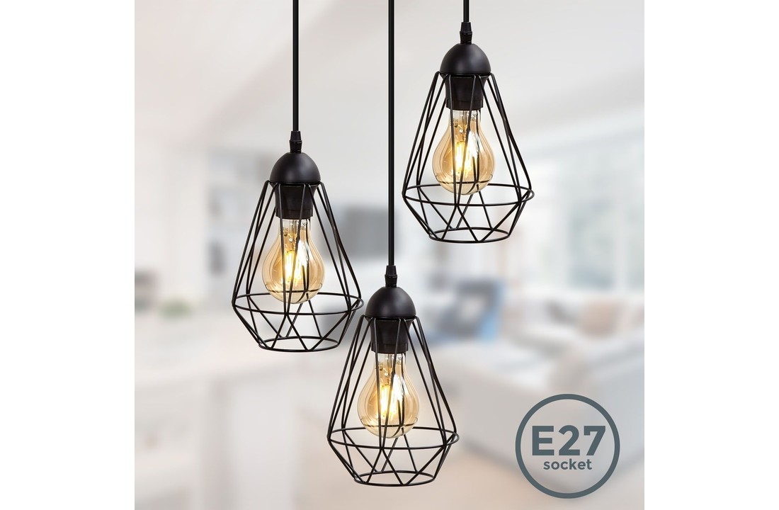 Plafondlamp zwart | Incl.Lichtbronnen | E27 fitting | 12W | Rond