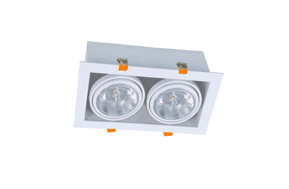 LED AR111 inbouwarmatuur | vierkant | Wit | excl. AR111 spot | Dubbel