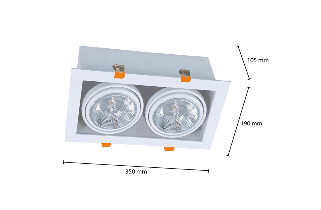 LED AR111 inbouwarmatuur | vierkant | Wit | excl. AR111 spot | Dubbel