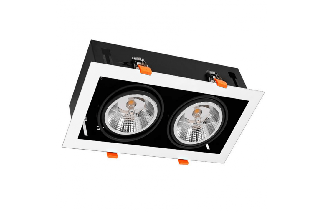 LED AR111 inbouwarmatuur | vierkant | Zwart/Wit | excl. AR111 spot