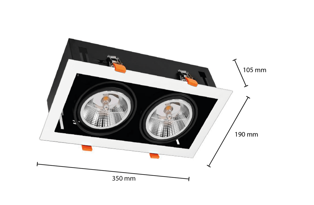 LED AR111 inbouwarmatuur | vierkant | Zwart/Wit | excl. AR111 spot