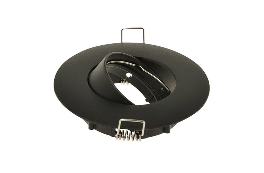 GU10 Armatuur IP20 - Mat Zwart - brede rand Ø100 mm
