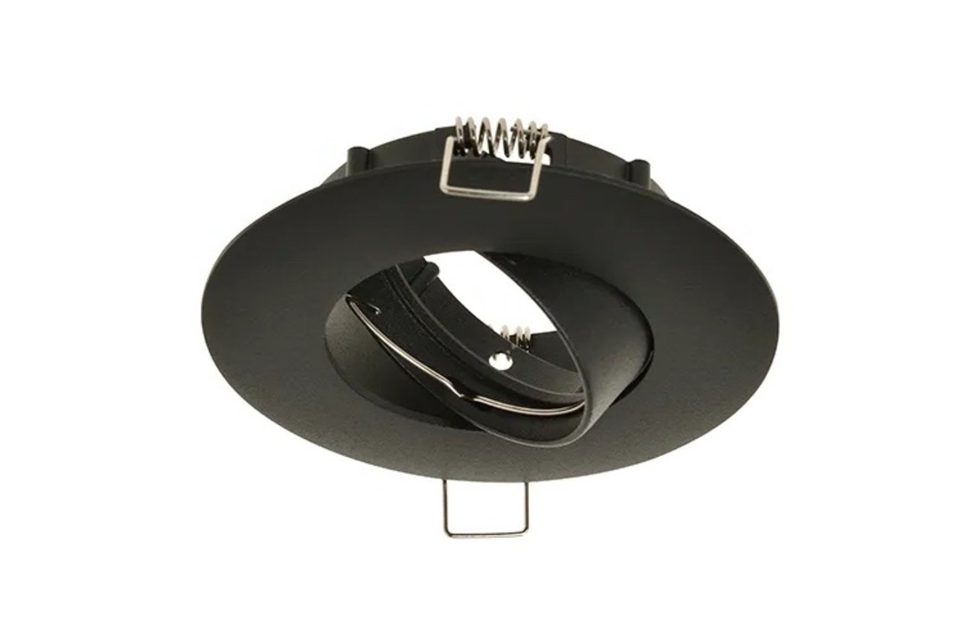 GU10 Armatuur IP20 - Mat Zwart - brede rand Ø100 mm