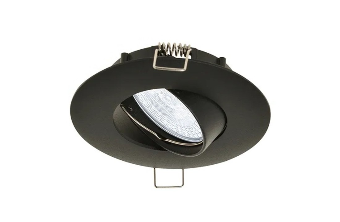 Led Spot Platos - Mat Zwart - brede rand Ø100 mm - Dimbaar