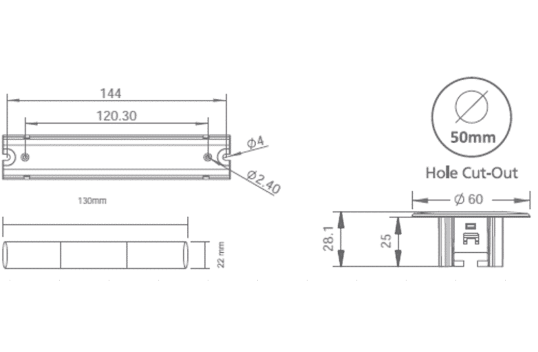 Noodverlichting Led Spot -Inbouw - 3 watt - Brandtijd 180 minuten