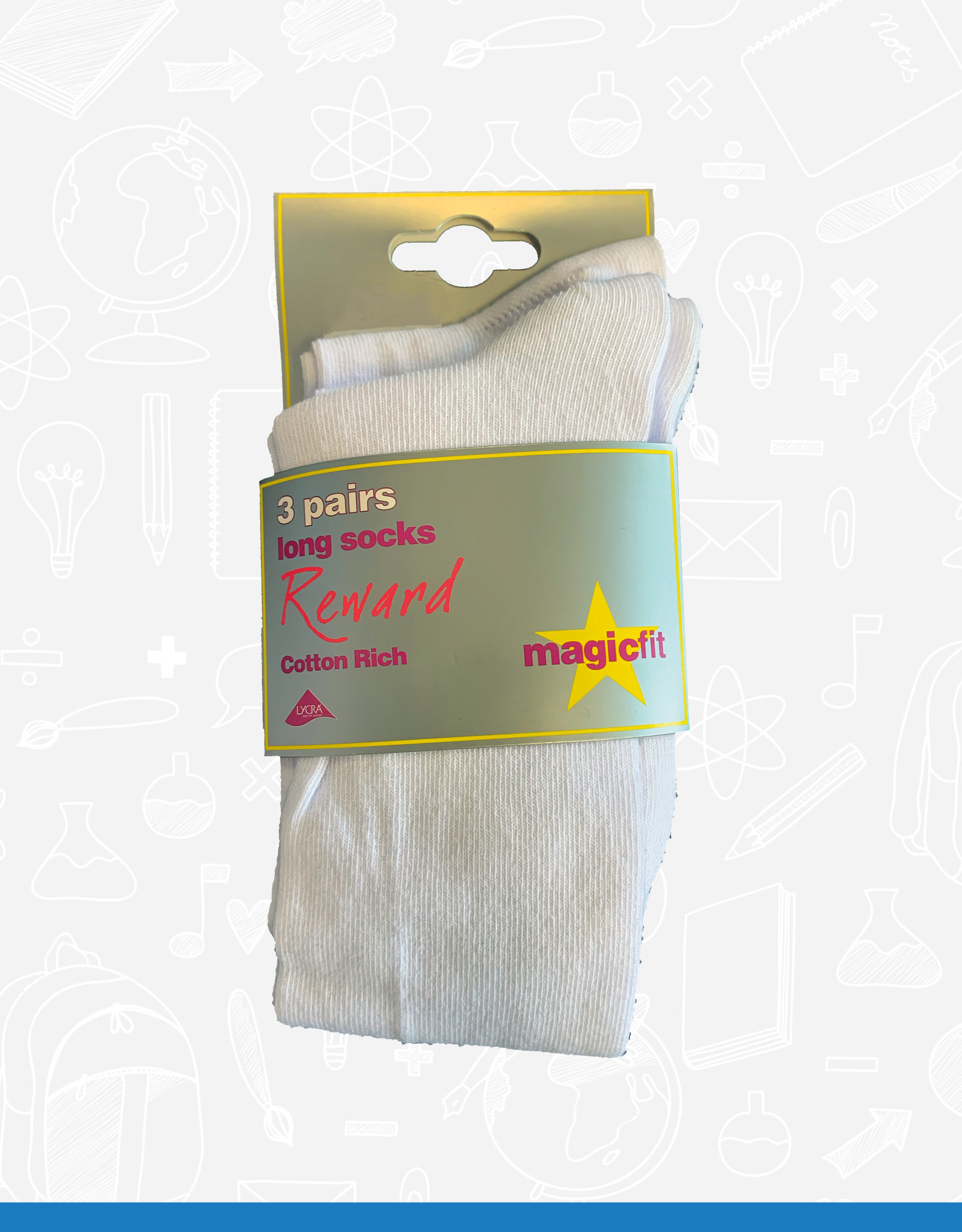 MagicFit Long Socks (3 Pack) (15R/WH)