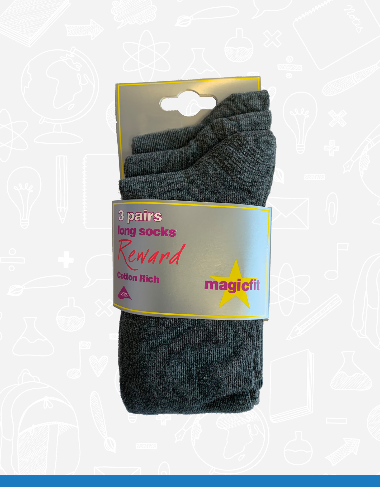 MagicFit Long Socks (3 Pack) (15R/SG)