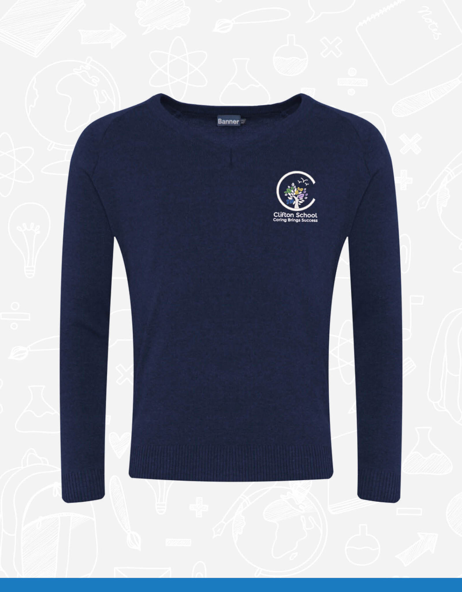 Banner Clifton School  V-Neck Sweater (1WP)