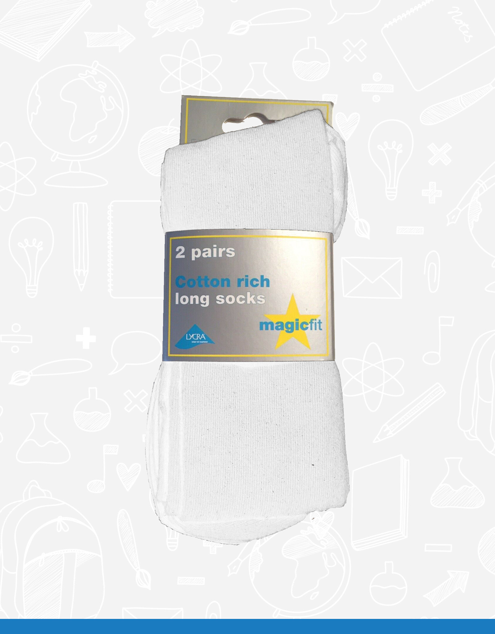 MagicFit Long Socks (2 Pack) (15/WH/2)  White 12.5 - 3.5