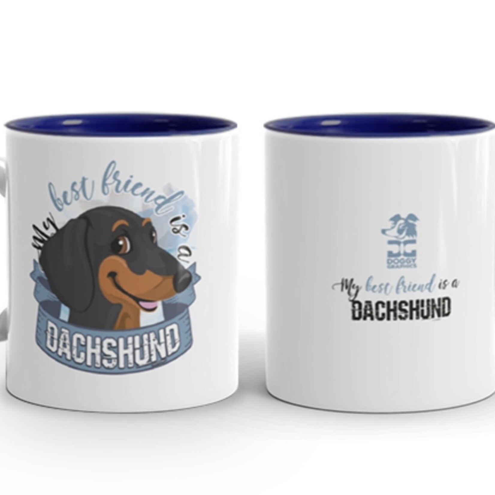 Doggygraphics DG mok best friend Dachshund zwart tan