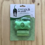 Mr. Poop Mr. Poop poepzakjes green! - houder met 2 rollen