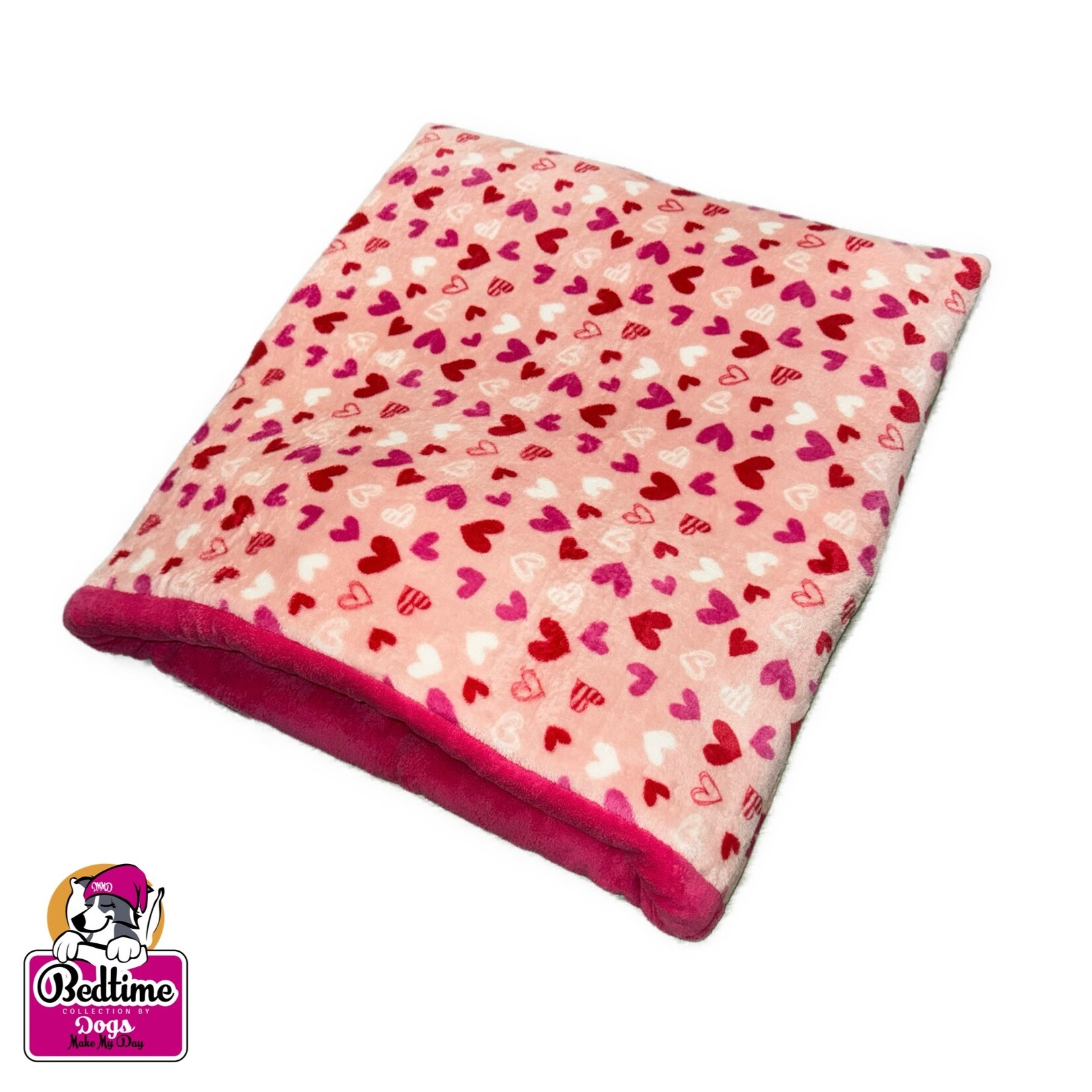 Dogs Make My Day hondenslaapzak hartjes wit,fuchsia,rood / fuchsia