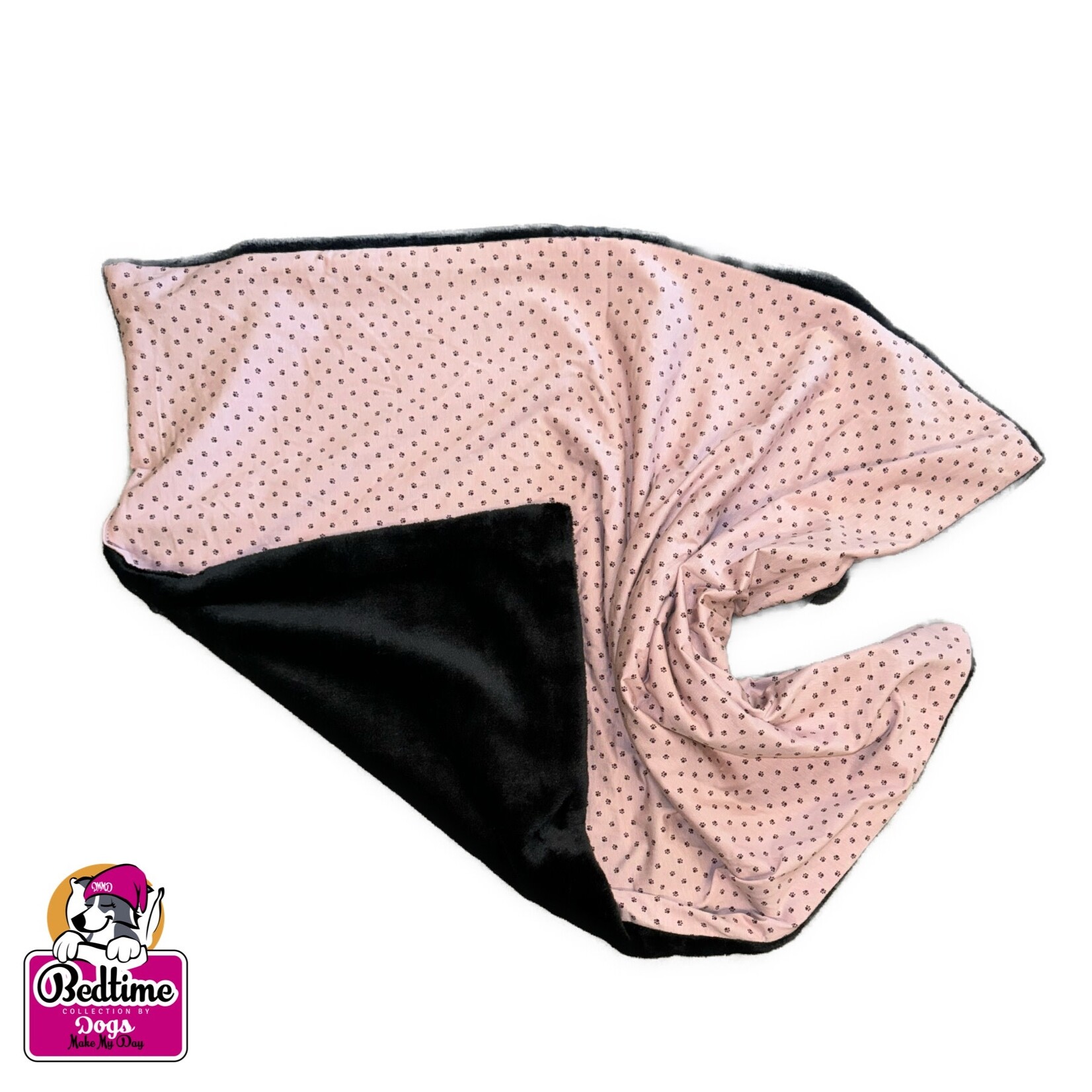 Dogs Make My Day zomer hondendeken mini hondenpootjes roze / zwart
