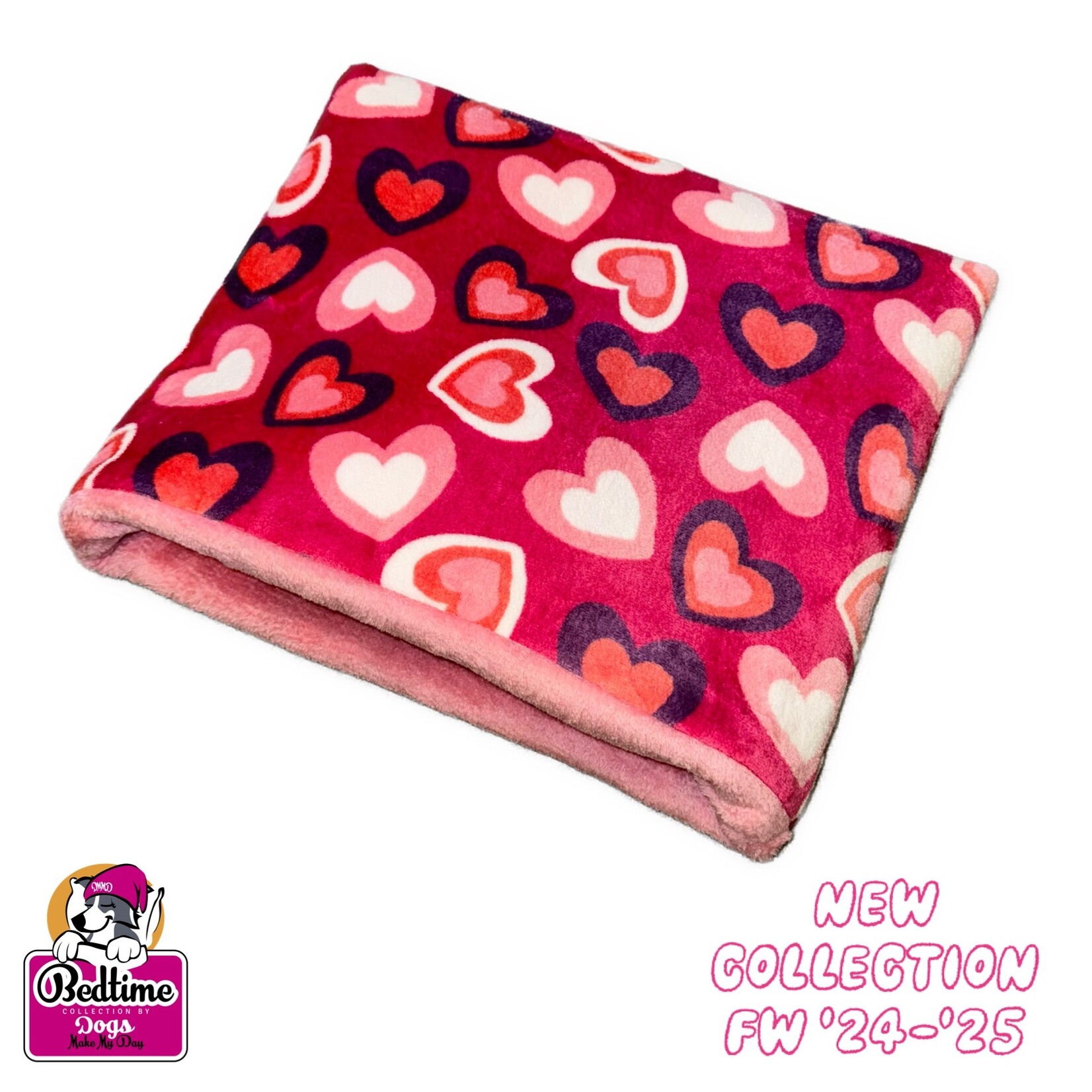 Dogs Make My Day hondenslaapzak multi harten fuchsia