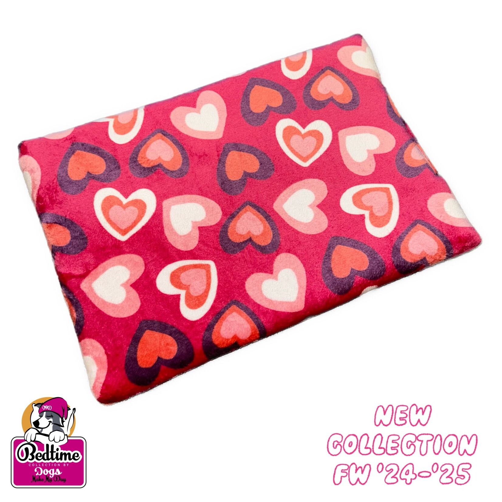 Dogs Make My Day hondenkussen harten multi fuchsia