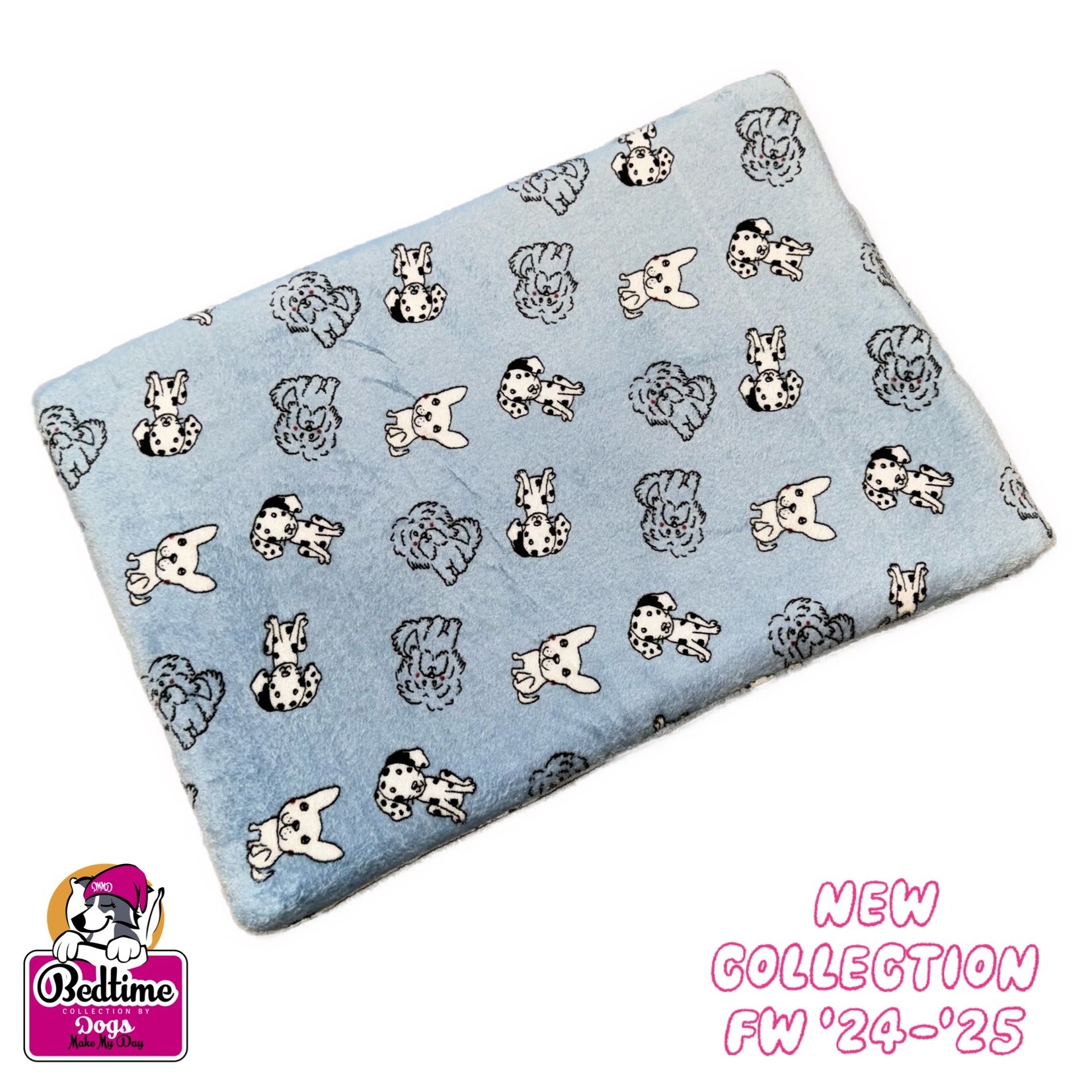 Dogs Make My Day hondenkussen doggies l.blauw