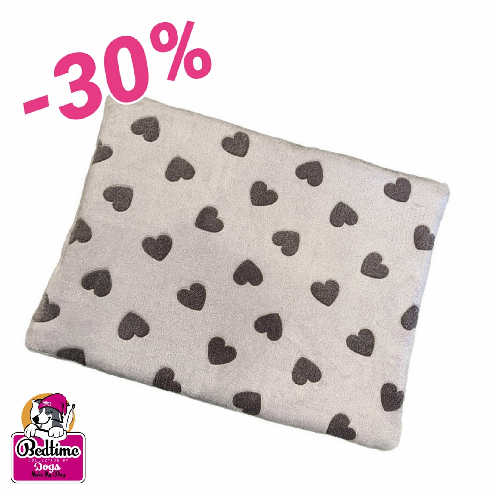Dogs Make My Day hondenkussen lila hartjes