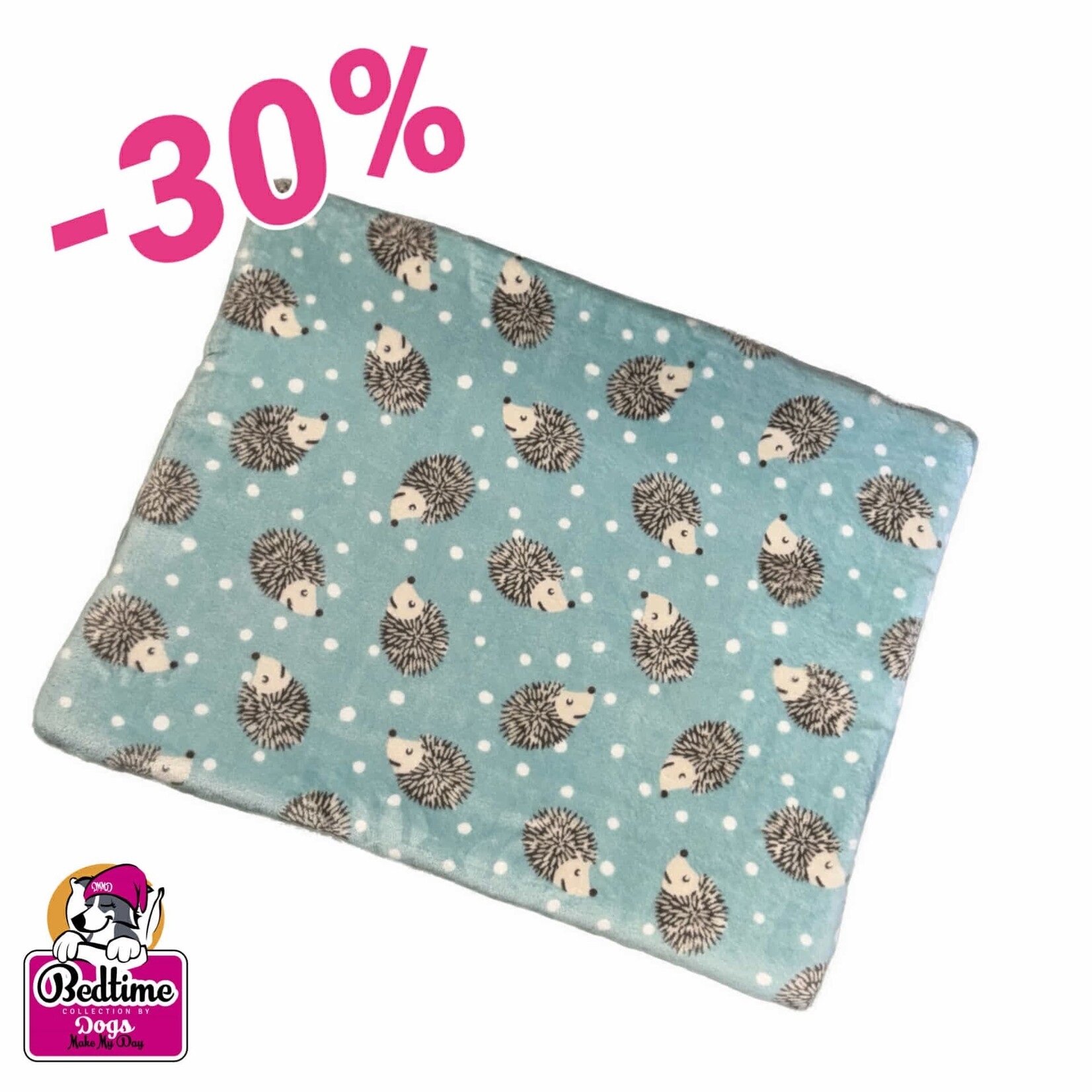 Dogs Make My Day hondenkussen egeltjes blauw