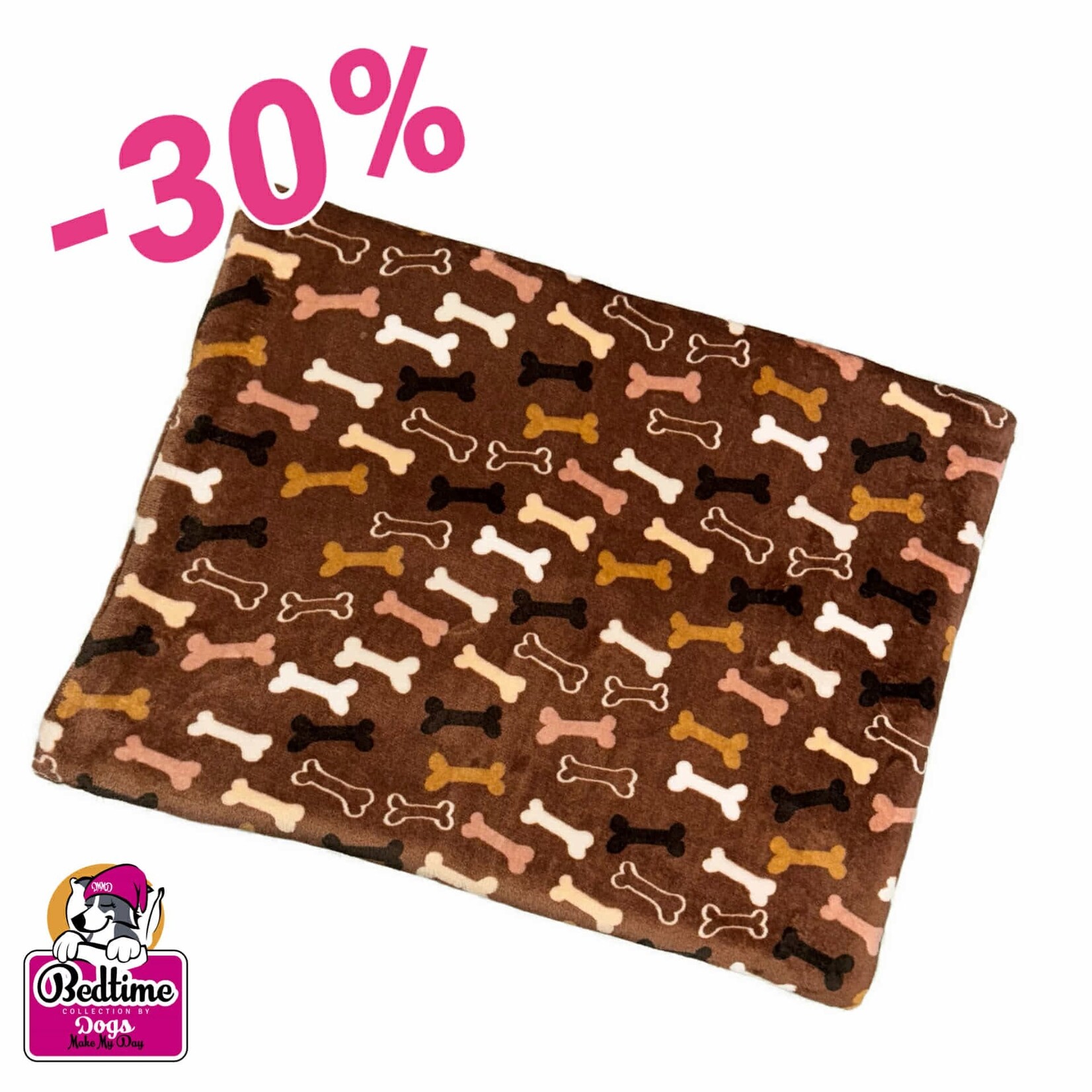 Dogs Make My Day hondenkussen bruin botjes