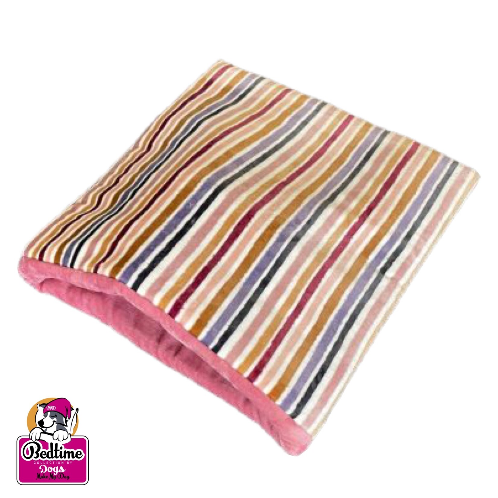 Dogs Make My Day hondenslaapzak streepjes roze / roze