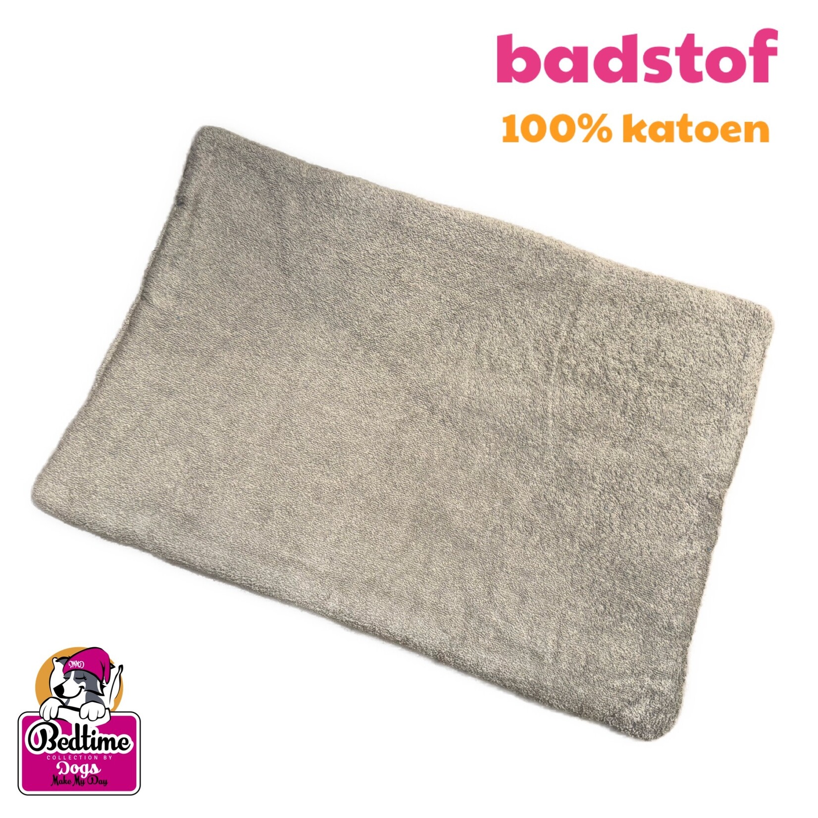 Dogs Make My Day badstof hondenkussen grijs
