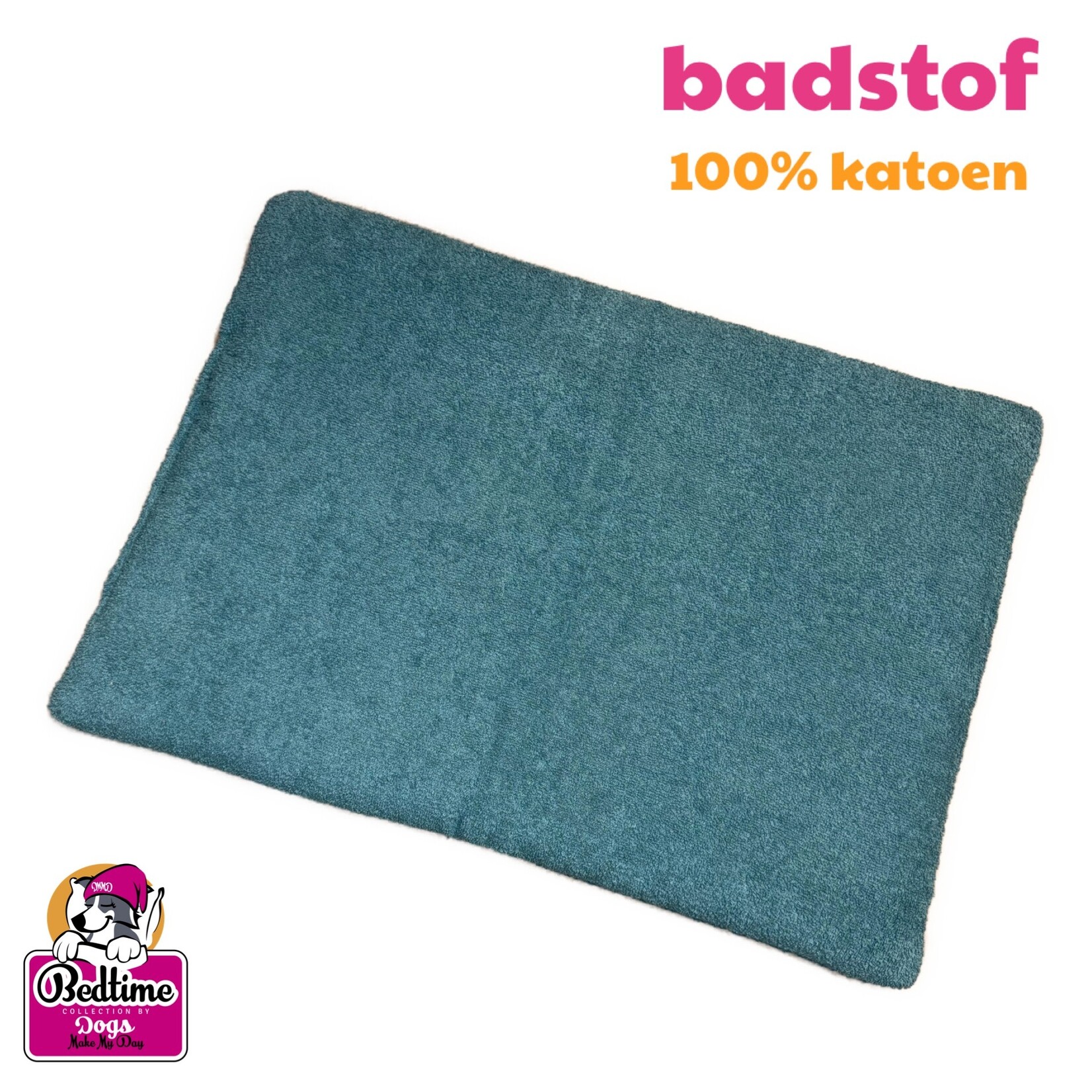 Dogs Make My Day badstof hondenkussen blauw