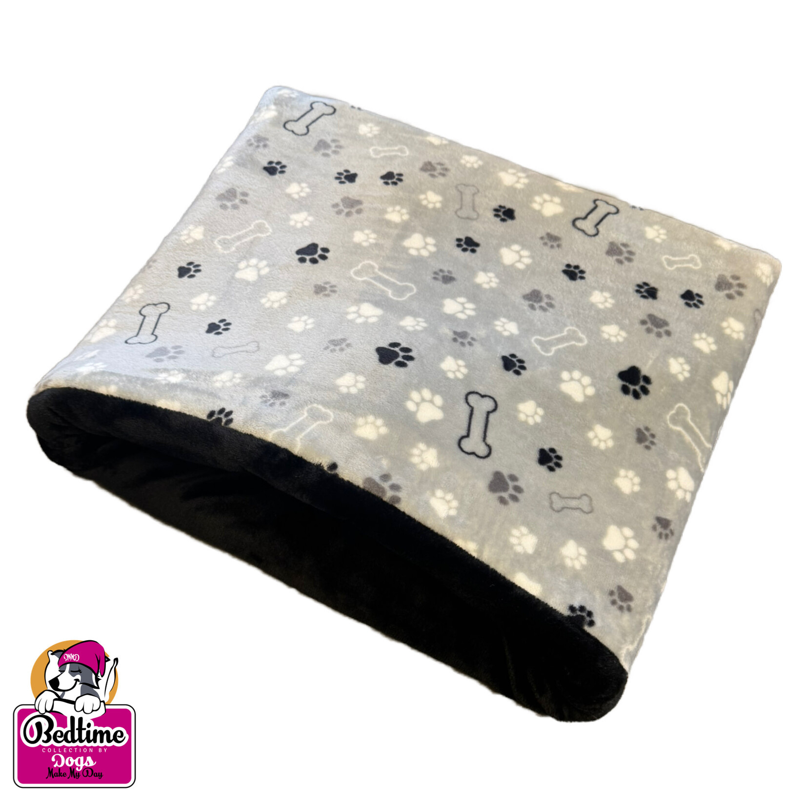 Dogs Make My Day hondenslaapzak zilver mini poten / zwart