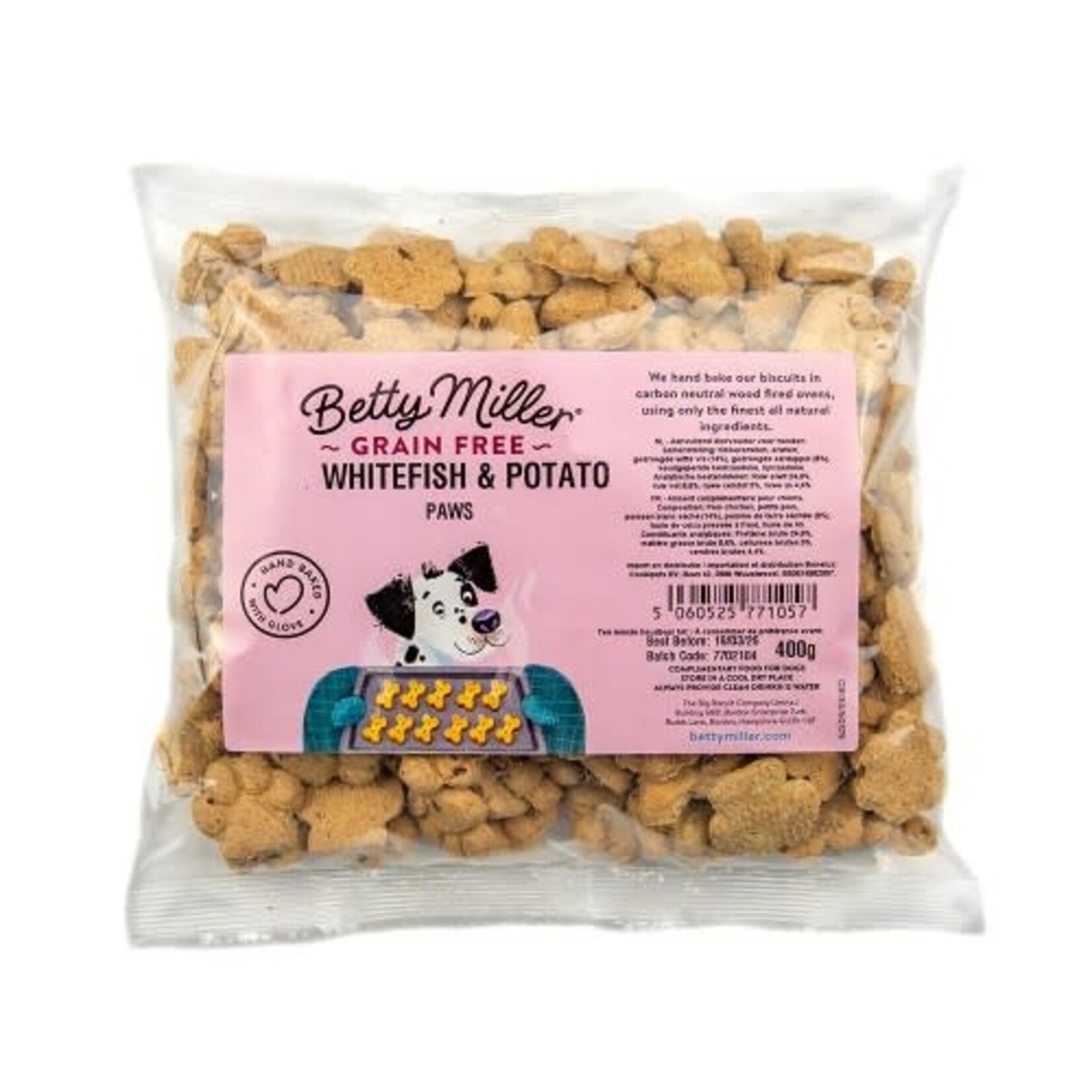 Betty Miller (Grain free) Whitefish & potato paws 400 gr