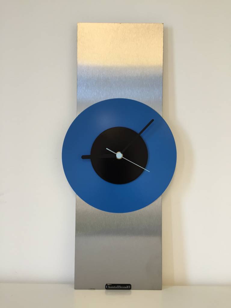 ChantalBrandO Wandklok RVS Black & Blue Modern Design