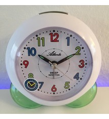 Atlanta Kinderwekker in wit met groene bollen