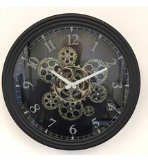 NiceTime Wandklok  model GEARS zwart