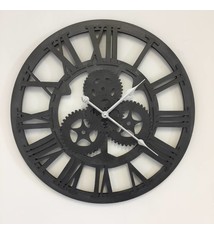 NiceTime Wandklok Industrieel BLACK WOOD