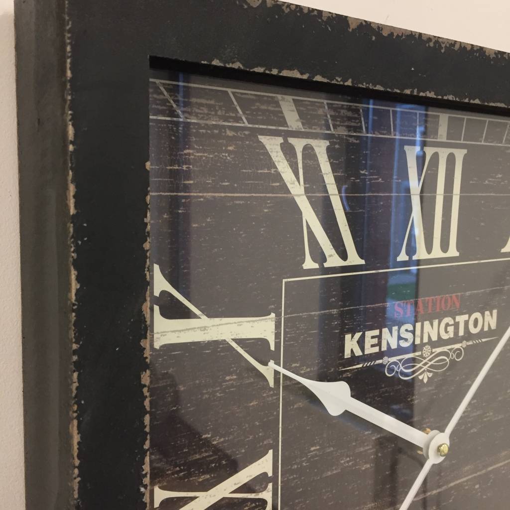 NiceTime Wandklok Kensington hout retro zwart