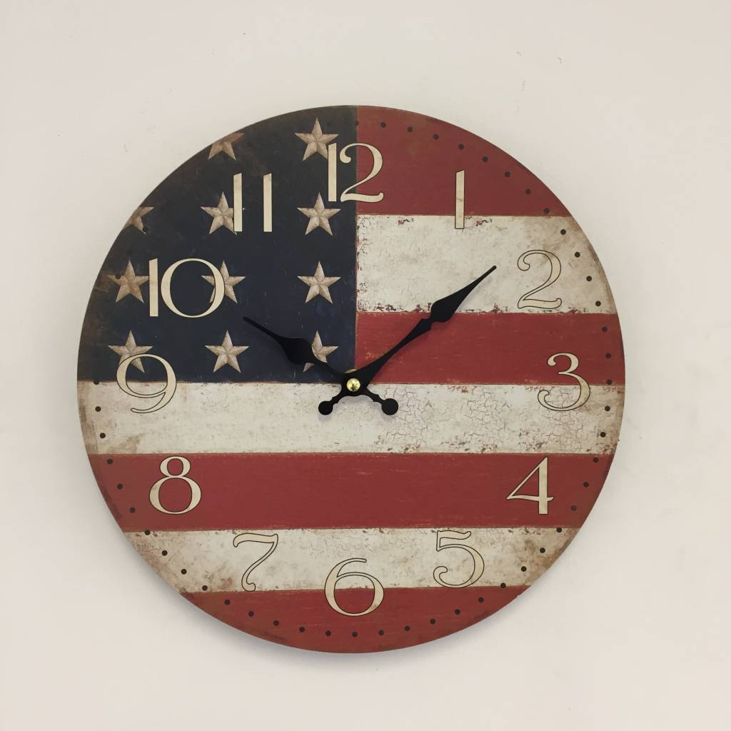 NiceTime Wandklok USA STAR AND STRIPES