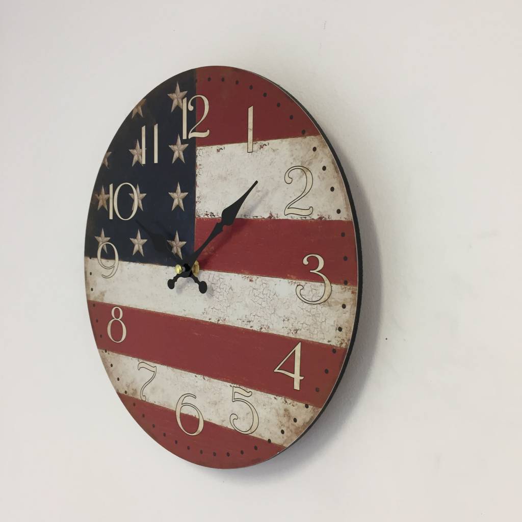 NiceTime Wandklok USA STAR AND STRIPES