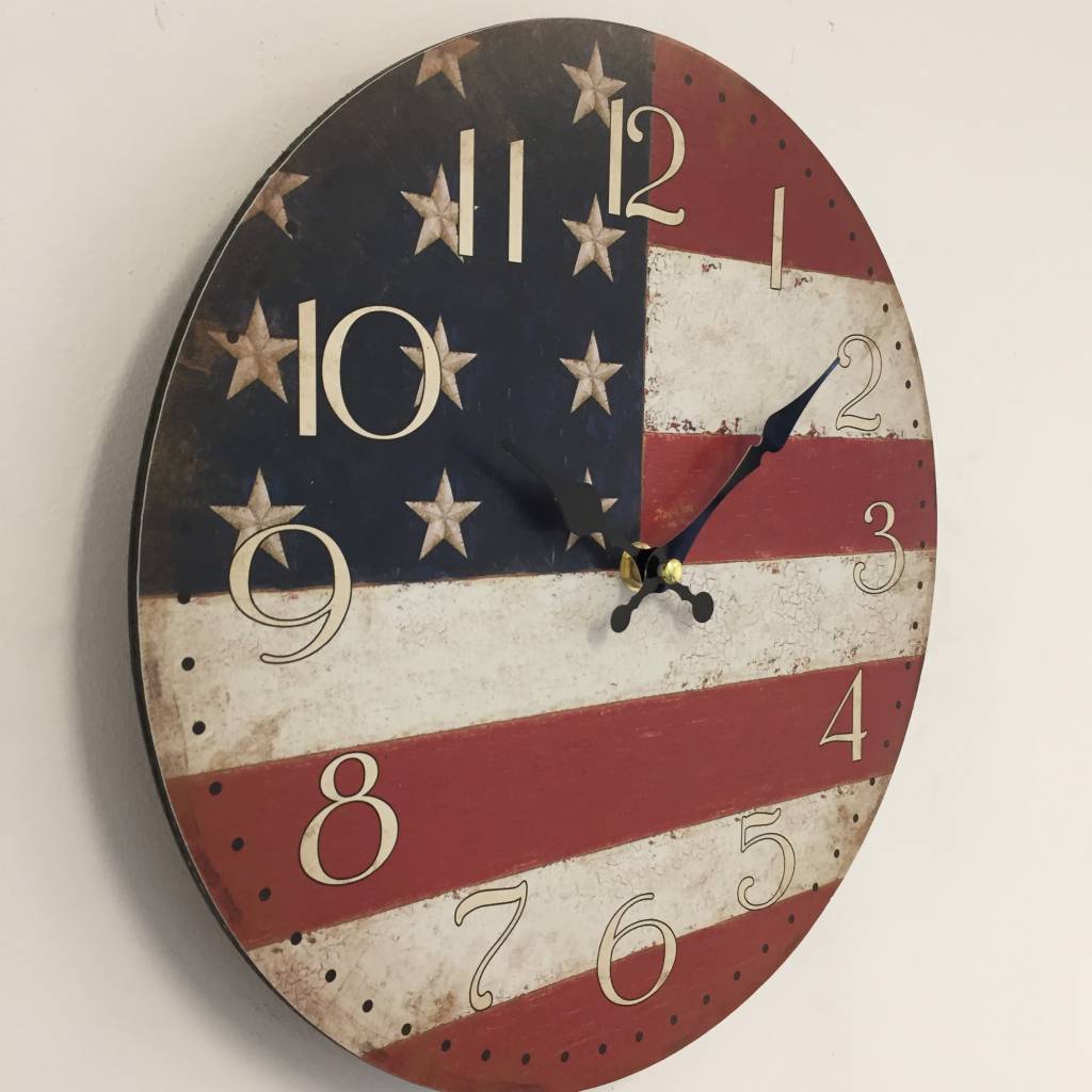NiceTime Wandklok USA STAR AND STRIPES