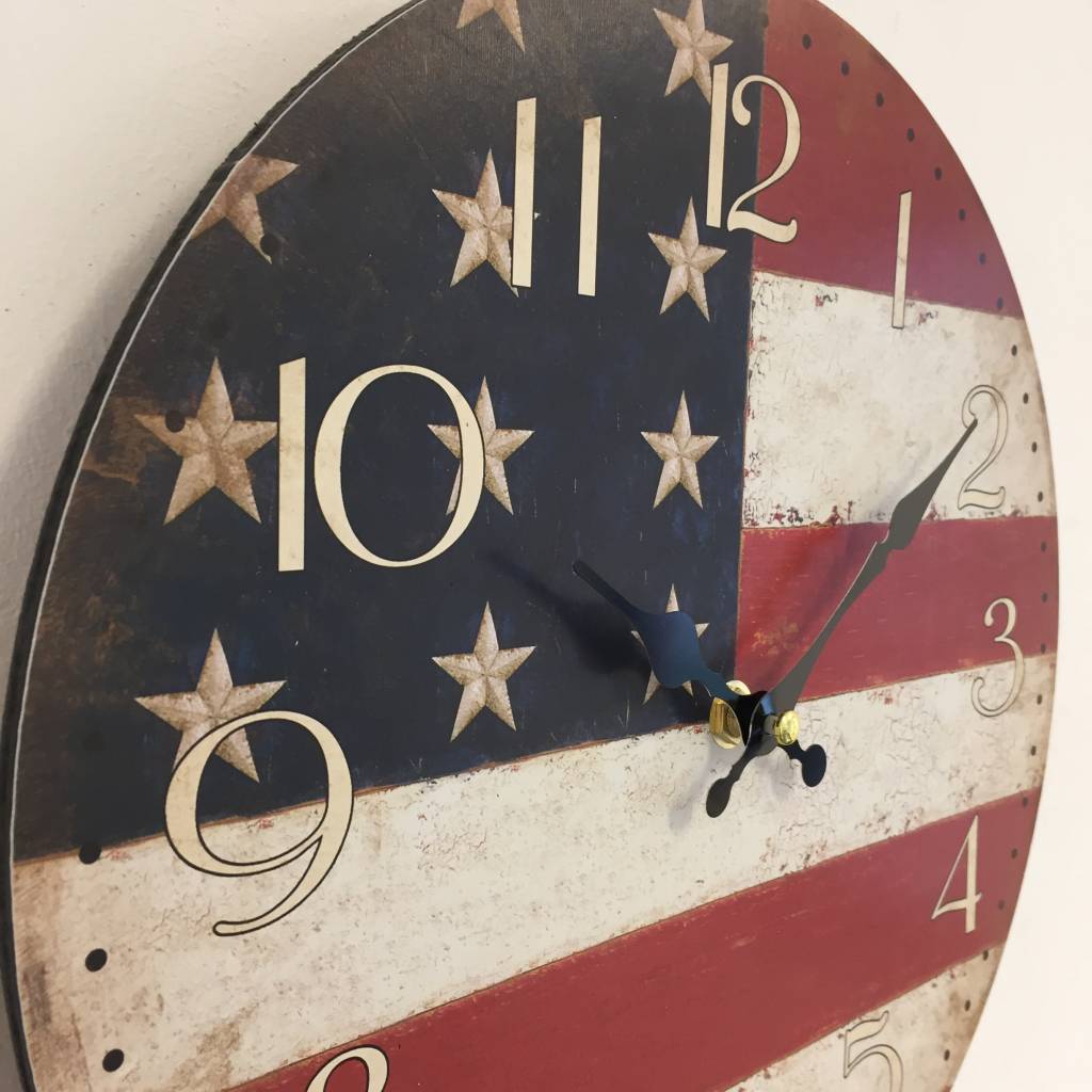 NiceTime Wandklok USA STAR AND STRIPES